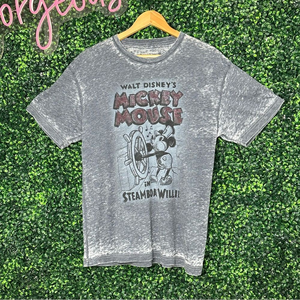 Disney World Mickey Mouse Grey Burnout Tee Sz L